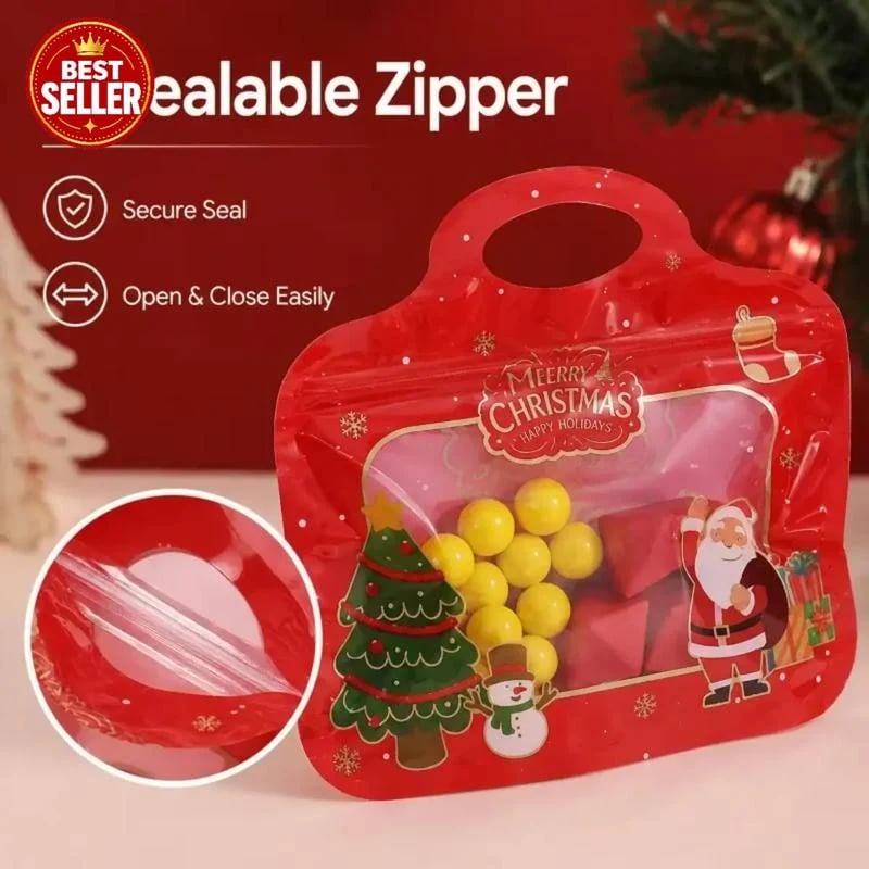 🎅Easy Fill, Easy Seal🎄Festive Self-Seal Treat Bags – Santa & Snowman Print🎅⛄