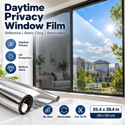 Daytime Privacy Reflective Window Film Static Cling Removable UV Blocking Window Tint