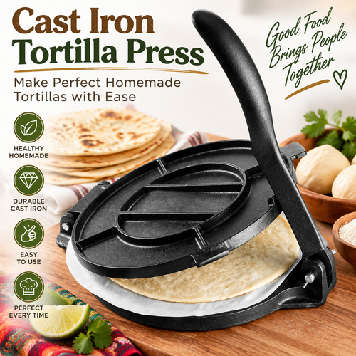 Cast Iron Tortilla Press – Make Perfect Homemade Tortillas at Home