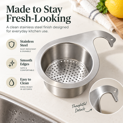 Sink-Side Strainer Basket – Rinse, Drain, Organize