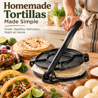 Cast Iron Tortilla Press – Make Perfect Homemade Tortillas at Home