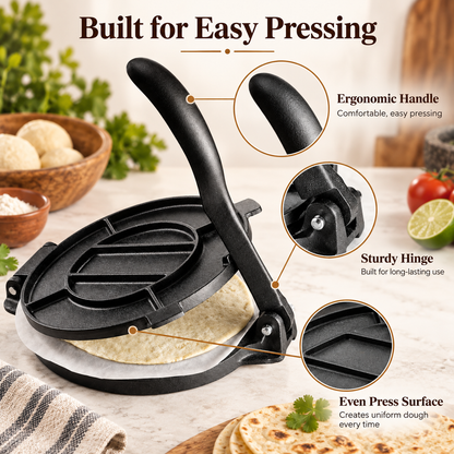 Cast Iron Tortilla Press – Make Perfect Homemade Tortillas at Home