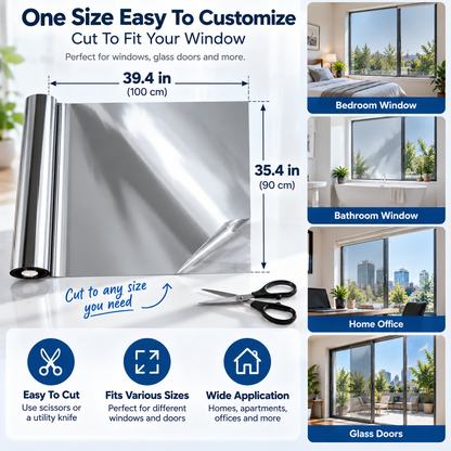 Daytime Privacy Reflective Window Film Static Cling Removable UV Blocking Window Tint