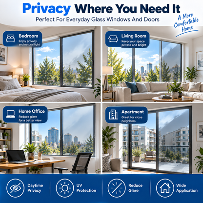 Daytime Privacy Reflective Window Film Static Cling Removable UV Blocking Window Tint