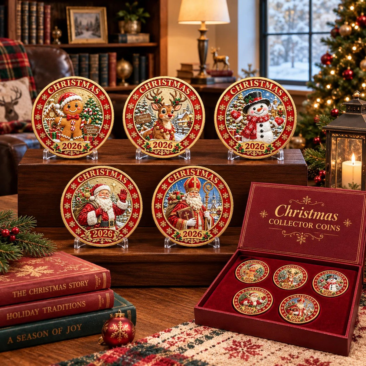 🎄 2026 Christmas Commemorative Coin – Solid Brass, Gold-Plated & Hard Enamel Keepsake