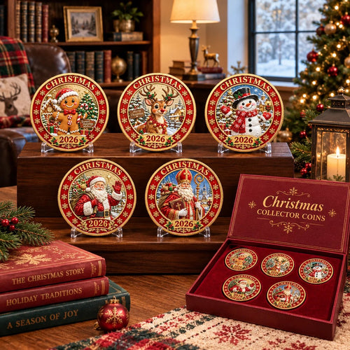 🎄 2026 Christmas Commemorative Coin – Solid Brass, Gold-Plated & Hard Enamel Keepsake