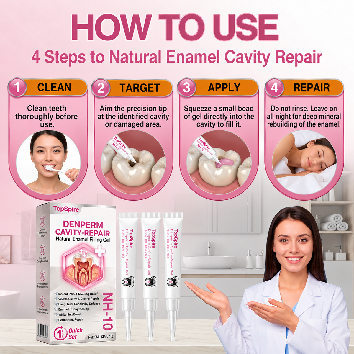🔥TopSpire® DenPerm Cavity-Repair Natural Enamel Filling Gel