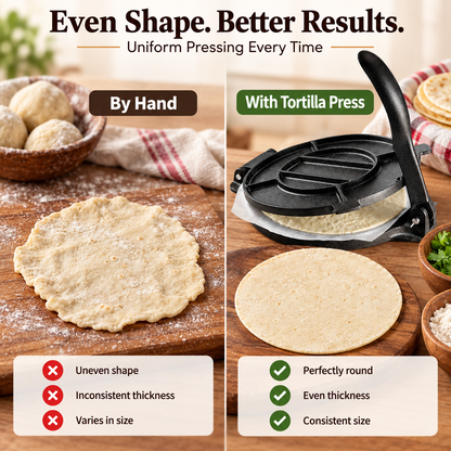 Cast Iron Tortilla Press – Make Perfect Homemade Tortillas at Home