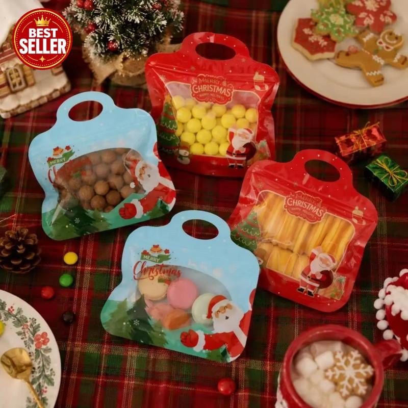 🎅Easy Fill, Easy Seal🎄Festive Self-Seal Treat Bags – Santa & Snowman Print🎅⛄