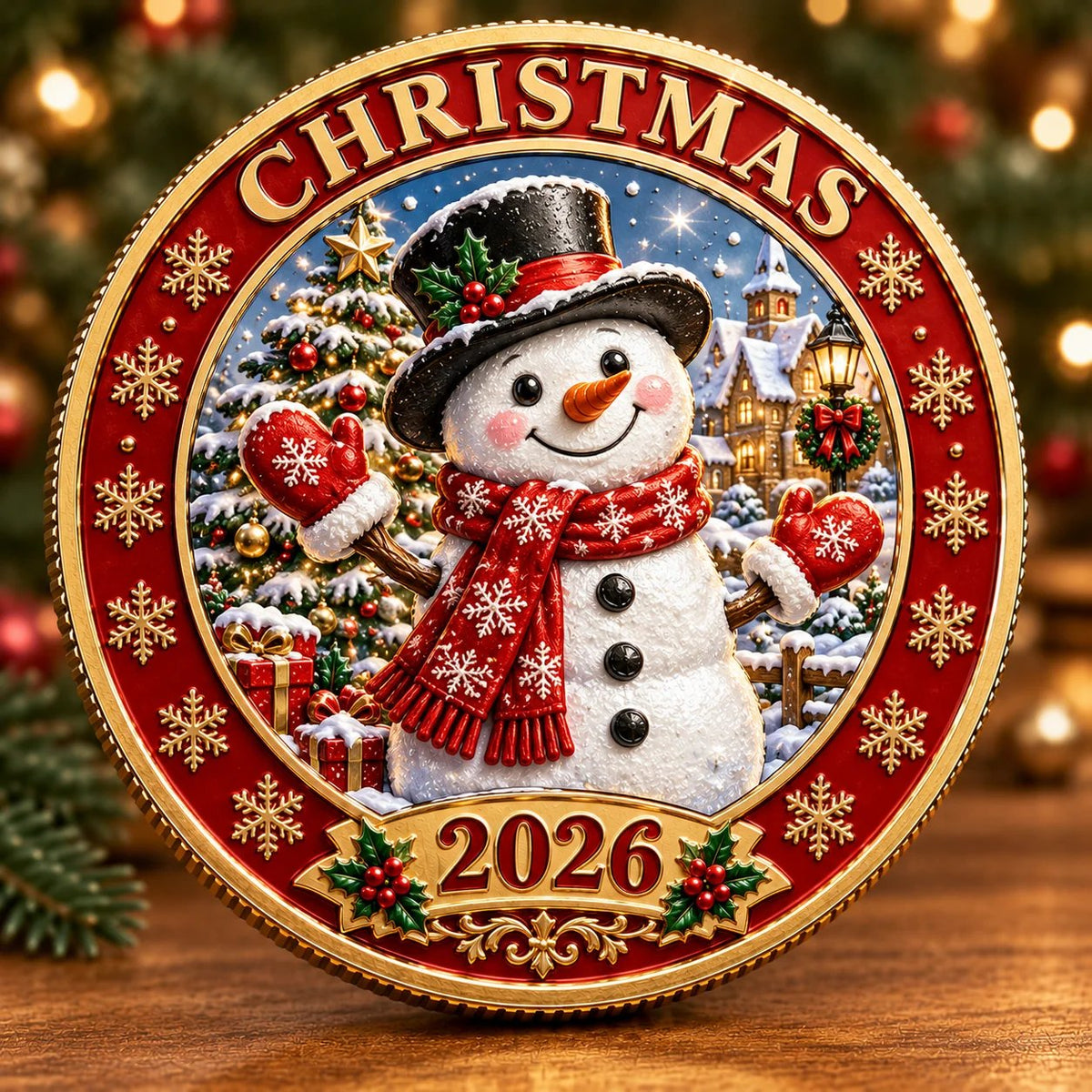 🎄 2026 Christmas Commemorative Coin – Solid Brass, Gold-Plated & Hard Enamel Keepsake