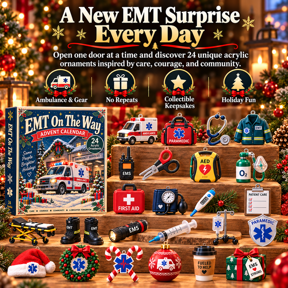 CHRISTMAS KICKOFF 40% OFF - EMT On The Way Advent Calendar 2026 - 24-Day Festive Countdown, Charms Blind Box - Gift For Family, Friends AC0TH307