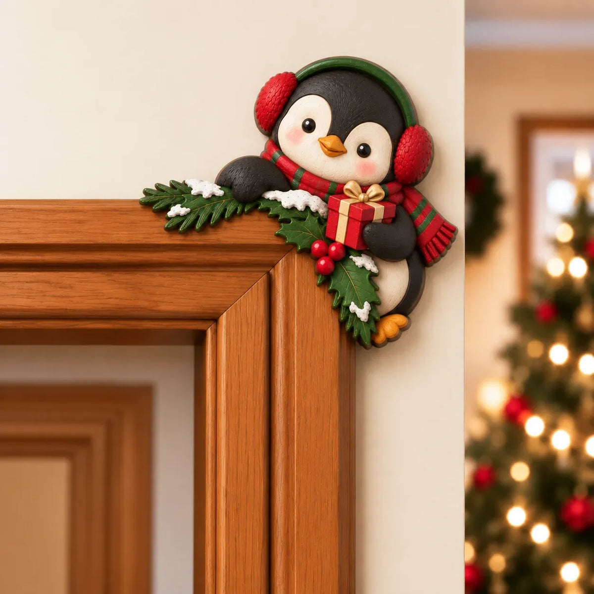 ⏰ LAST DAY 50% OFF 🎅 3D Sculpted Christmas Peekaboo Door Frame Corner Decor
